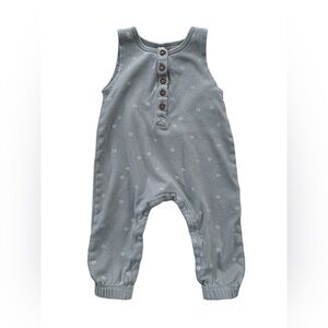 Q by Quincy Mae Size 12-18 Months Olive Green Stars Organic Jumpsuit Romper